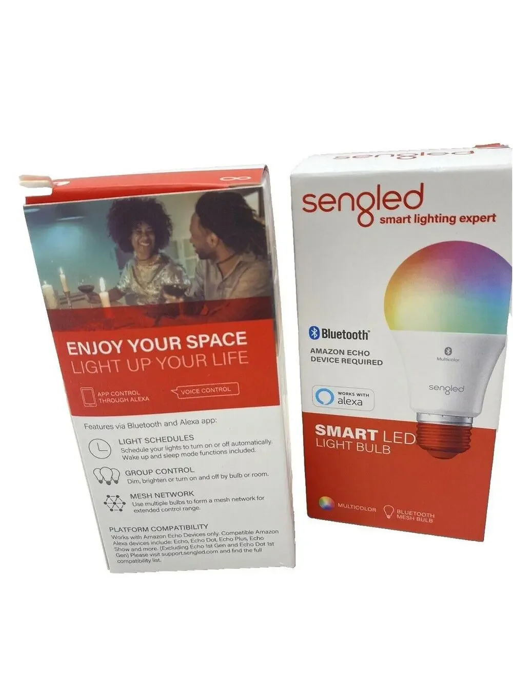 Sengled Smart Light Bulbs Bluetooth Mesh Color LED Alexa Control 2 Pc New